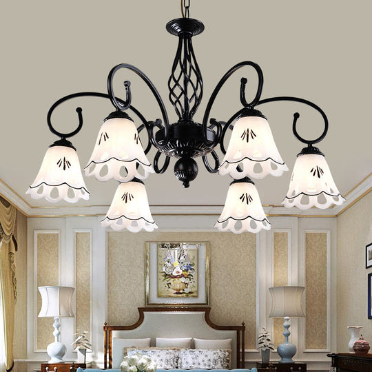 Traditional Black Floral Chandelier - Metal Ceiling Light With 5/6/8 Lights Living Room Fixture