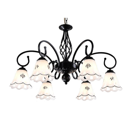 Traditional Black Floral Chandelier - Metal Ceiling Light With 5/6/8 Lights Living Room Fixture