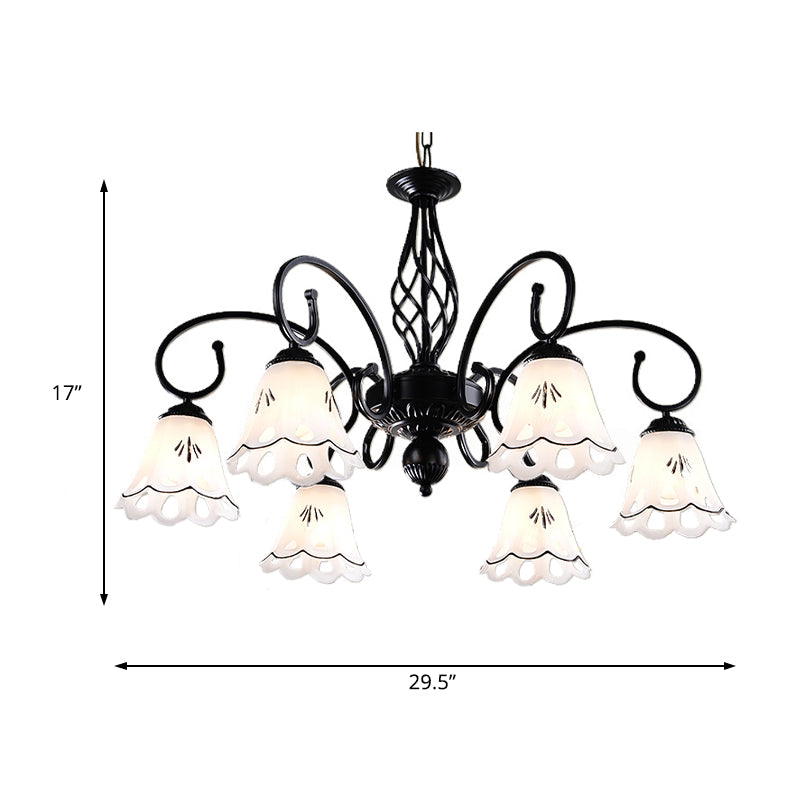 Traditional Black Floral Chandelier - Metal Ceiling Light With 5/6/8 Lights Living Room Fixture