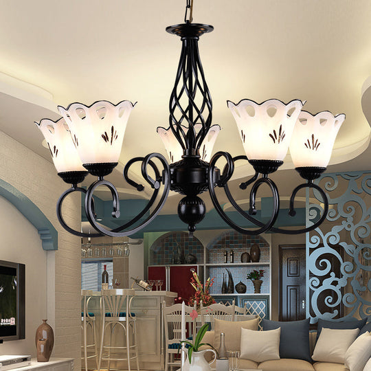 Traditional Black Floral Chandelier - Metal Ceiling Light With 5/6/8 Lights Living Room Fixture