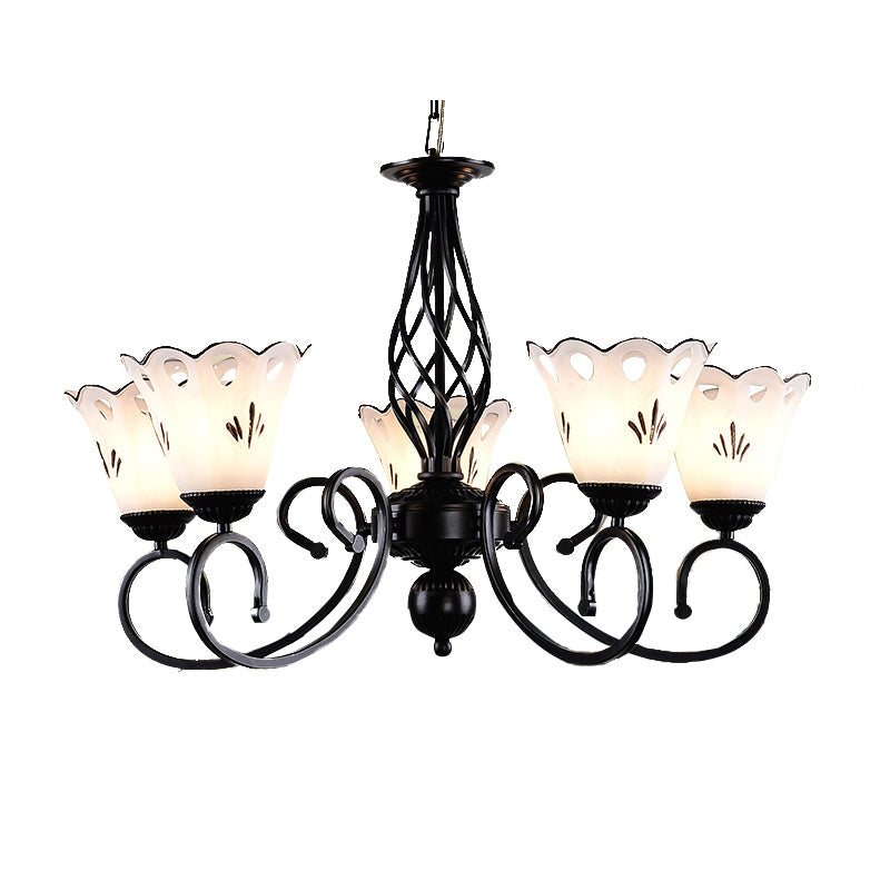 Traditional Black Floral Chandelier - Metal Ceiling Light With 5/6/8 Lights Living Room Fixture