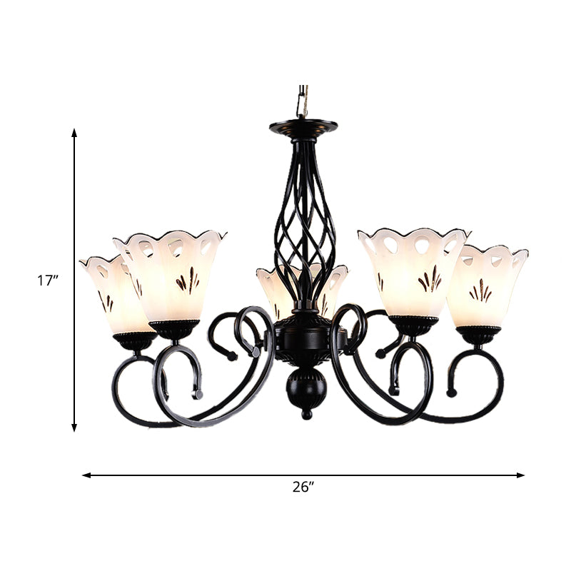 Traditional Black Floral Chandelier - Metal Ceiling Light With 5/6/8 Lights Living Room Fixture