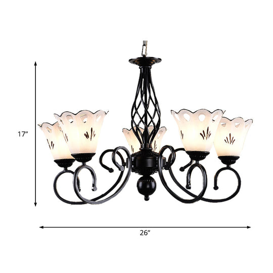 Traditional Black Floral Chandelier - Metal Ceiling Light With 5/6/8 Lights Living Room Fixture