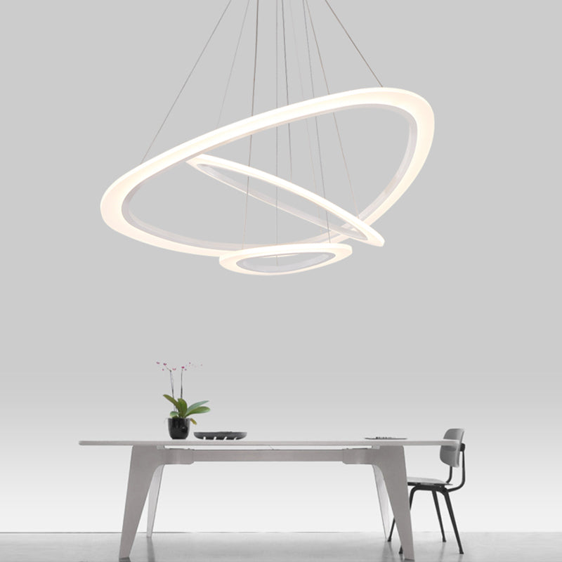 Minimalist White Triangle Led Acrylic Chandelier For Table 3 / Warm