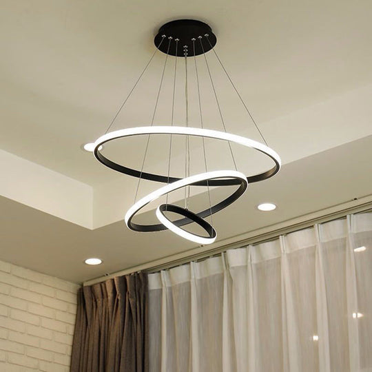 Circular LED Minimalist Pendant Acrylic Chandelier for Dining Room