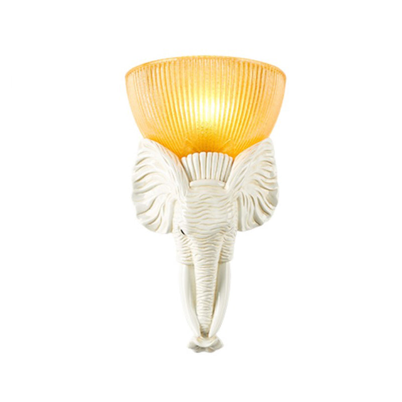 Vintage Beige Glass Wall Sconce With Elephant Base - Prism Bowl Light Fixture