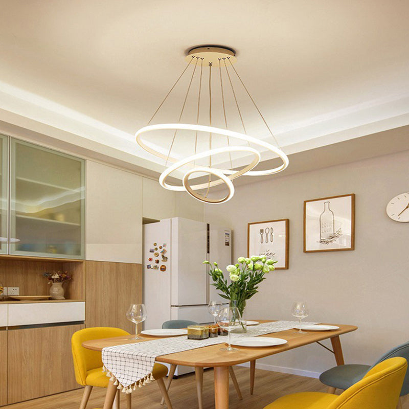 Circular LED Minimalist Pendant Acrylic Chandelier for Dining Room