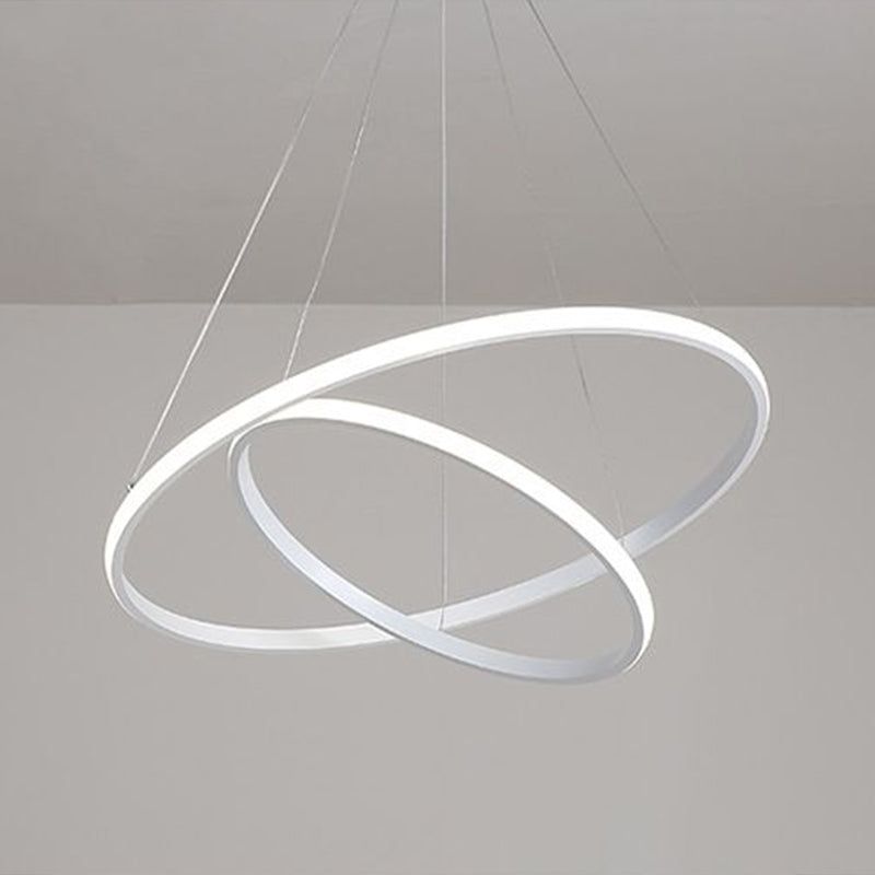 Sleek Led White Loop Ceiling Chandelier With Acrylic Shade