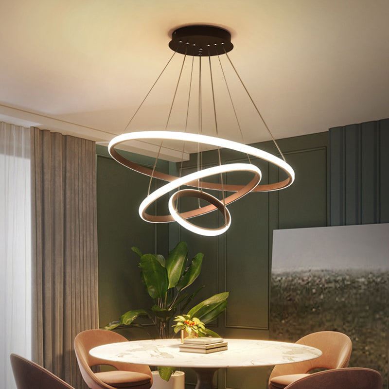 Modern Black Led Circle Pendant Chandelier For Restaurants