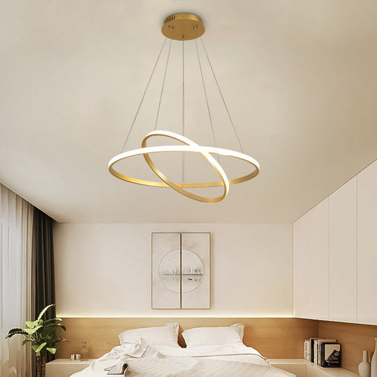 Sleek LED Pendant Light: Modern Acrylic Loop Chandelier for Living Room