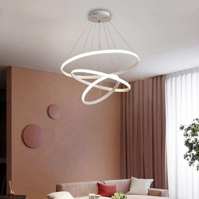 Sleek LED Pendant Light: Modern Acrylic Loop Chandelier for Living Room