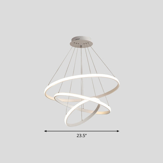 Sleek LED Pendant Light: Modern Acrylic Loop Chandelier for Living Room