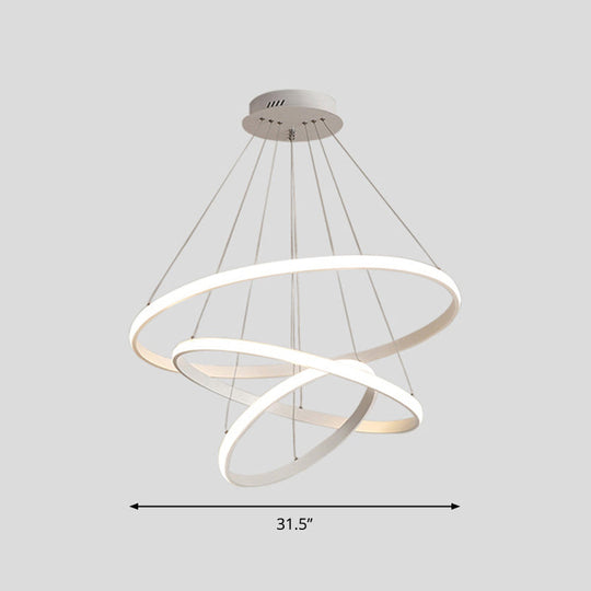 Sleek LED Pendant Light: Modern Acrylic Loop Chandelier for Living Room