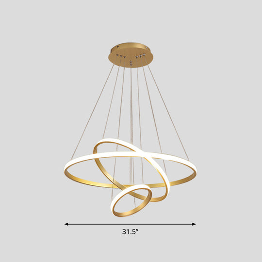 Led Acrylic Loop Pendant Light For Simple Chandelier Lighting In Living Room Gold / 31.5