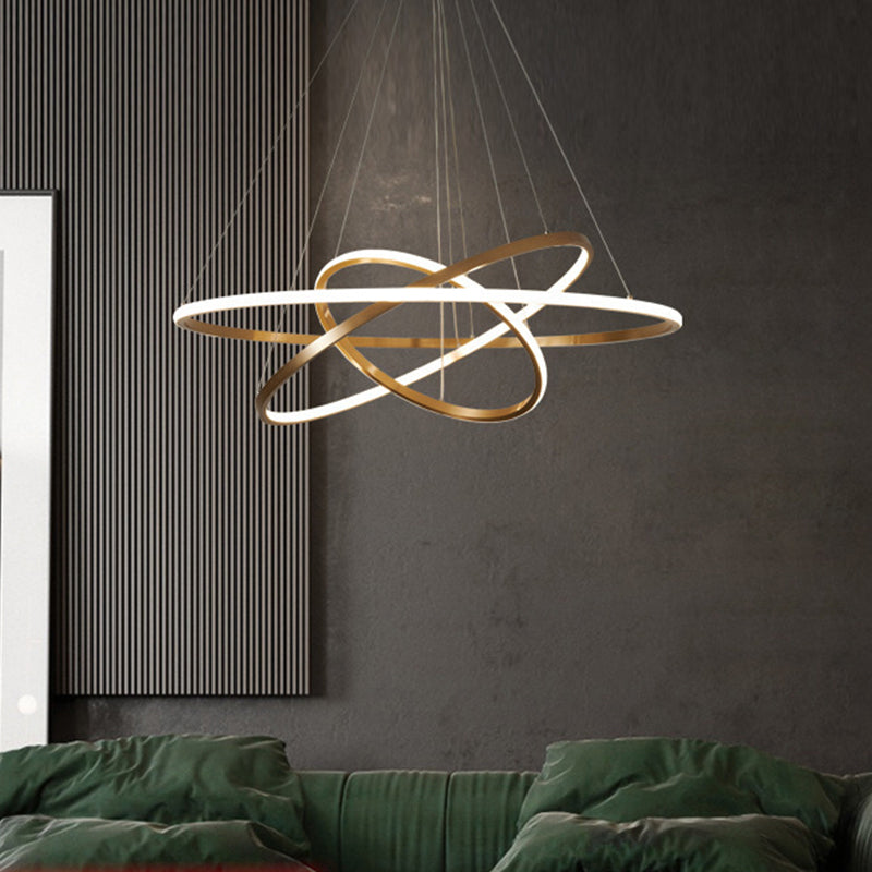 Gold Metal Circular Led Chandelier: Stylish Modern Lighting For Sitting Rooms