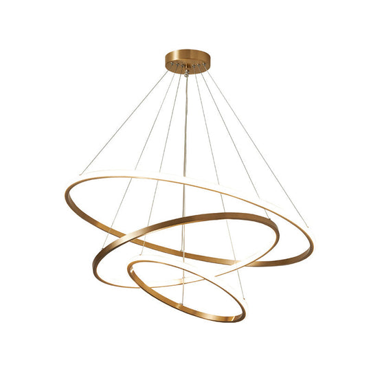 Gold Metal Circular Led Chandelier: Stylish Modern Lighting For Sitting Rooms