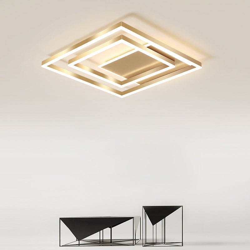 Modern Brushed Gold Square Acrylic LED Ceiling Light Fixture