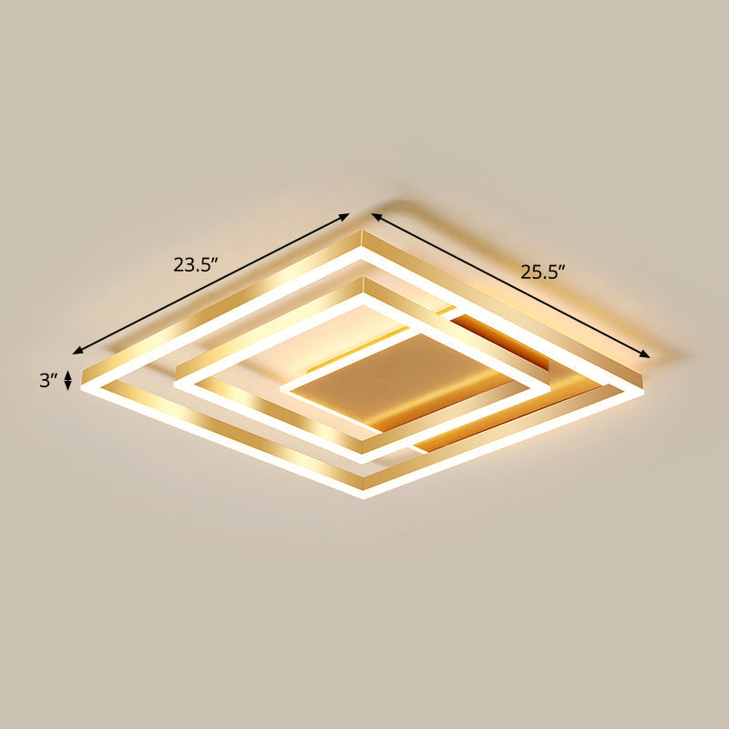 Modern Brushed Gold Square Acrylic LED Ceiling Light Fixture