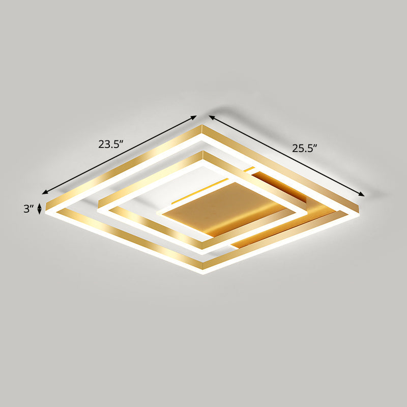 Modern Brushed Gold Square Acrylic LED Ceiling Light Fixture