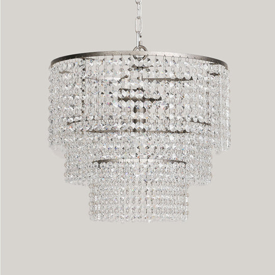 Crystal Layered Ceiling Lighting Chandelier - Elegant Chrome Entryway Fixture