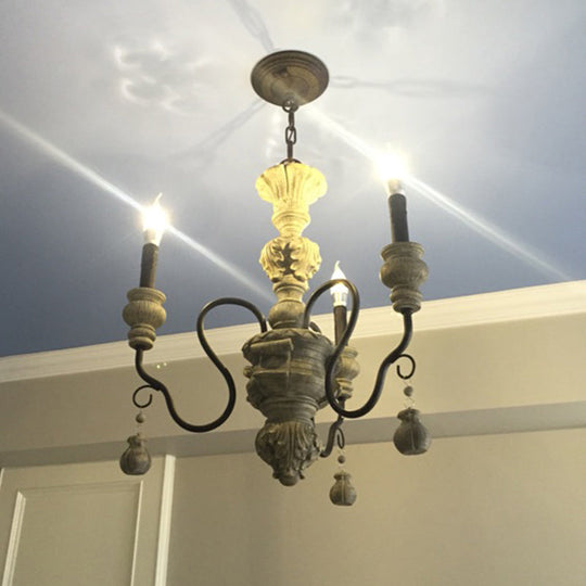 Traditional Grey Resin Chandelier Candelabra Ceiling Lighting For Your Living Room