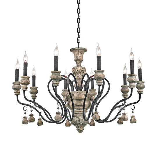 Traditional Grey Resin Chandelier Candelabra Ceiling Lighting For Your Living Room