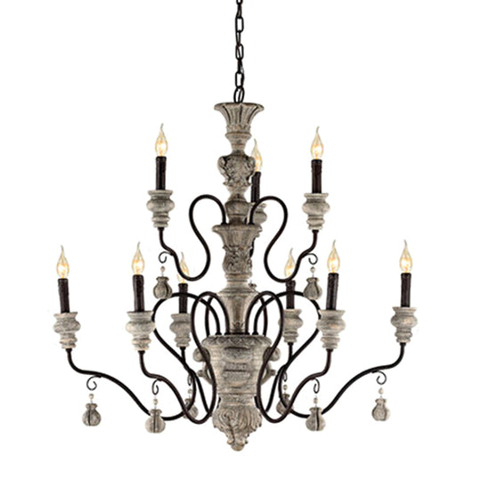 Traditional Grey Resin Chandelier Candelabra Ceiling Lighting For Your Living Room