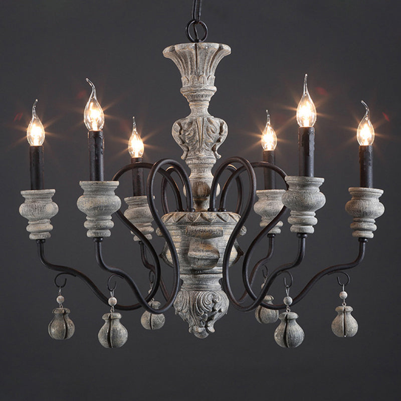 Vintage Metal Grey Chandelier Pendant Light: Elegant Restaurant Hanging Lighting