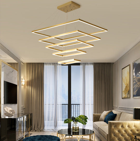 Modern 4-Tier Led Gold Chandelier Ceiling Light Fixture