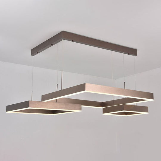 Sleek Tiered Square Acrylic Coffee Led Chandelier For Simplicity In Pendant Lighting