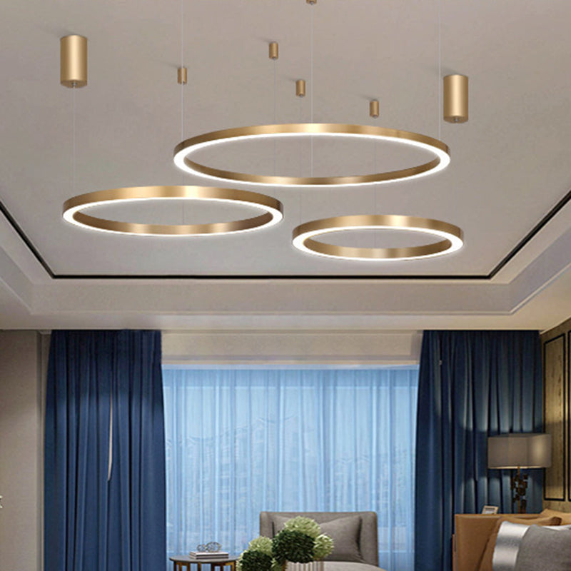 Modern Gold Acrylic Tiered Ring Led Chandelier For Living Room