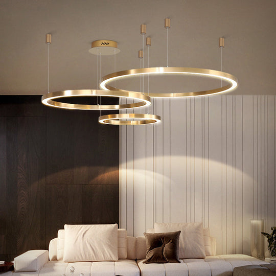 Modern Gold Acrylic Tiered Ring Led Chandelier For Living Room