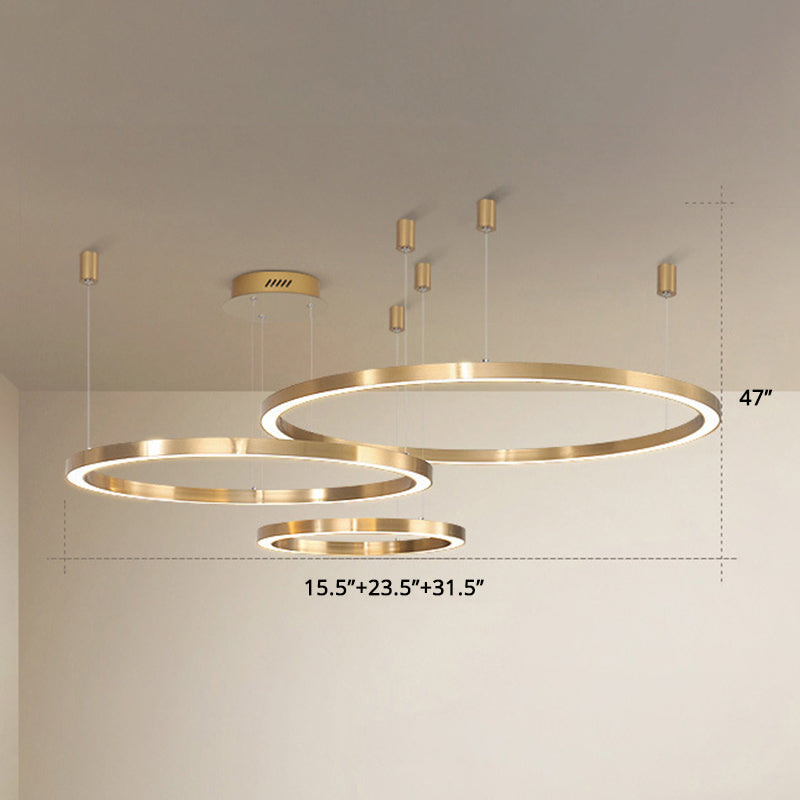 Tiered Acrylic LED Ceiling Lighting Fixture in Modern Gold Chandelier Design for Living Room