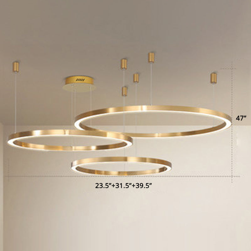 Tiered Acrylic LED Ceiling Lighting Fixture in Modern Gold Chandelier Design for Living Room