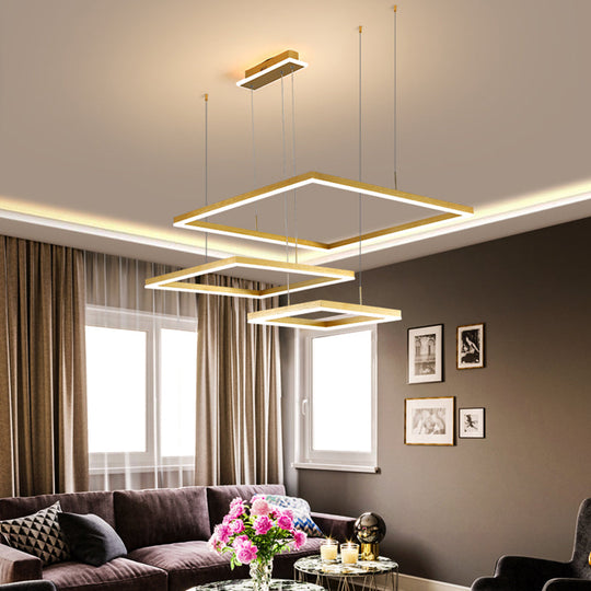 Contemporary LED Rhombus Chandelier Pendant Light with Acrylic Layers for Living Room