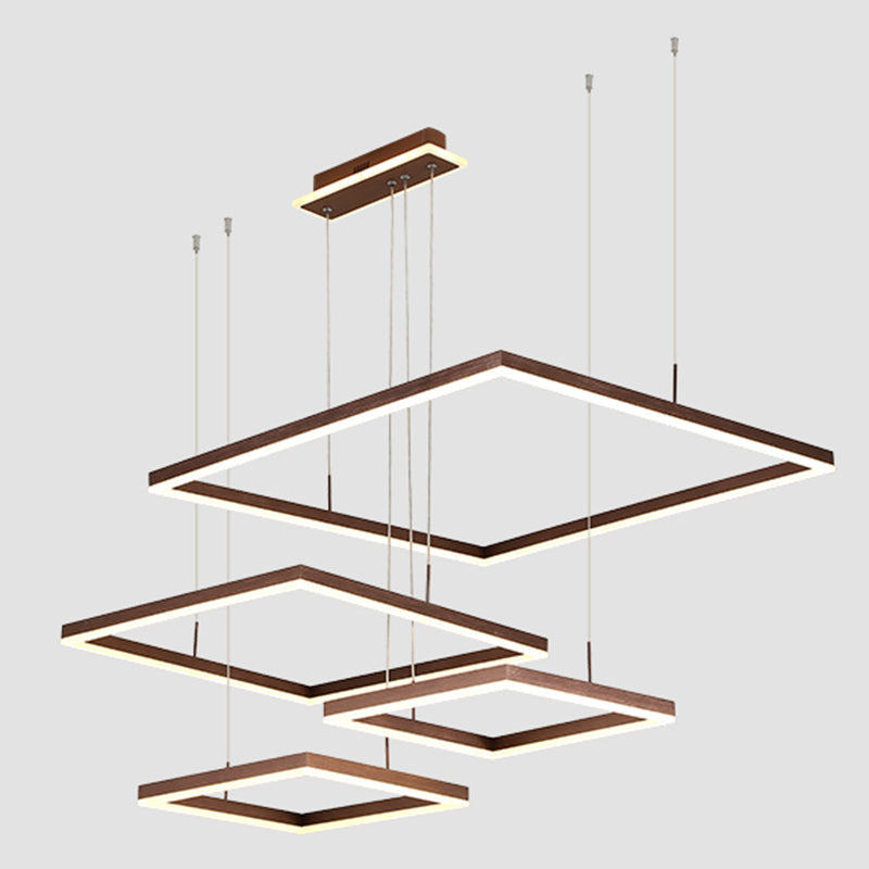 Contemporary Layered Rhombus Chandelier Pendant Light - Acrylic Led Hanging Lighting For Living Room