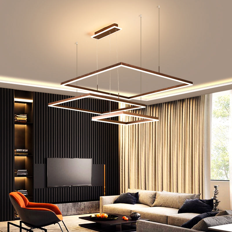 Contemporary LED Rhombus Chandelier Pendant Light with Acrylic Layers for Living Room