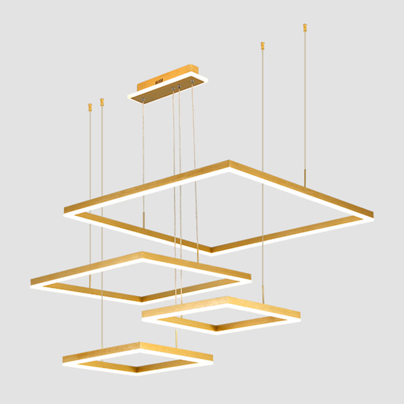 Contemporary Layered Rhombus Chandelier Pendant Light - Acrylic Led Hanging Lighting For Living Room