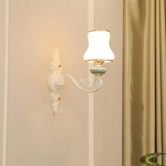 Transitional Flare Wall Sconce With Frosted Glass - White Light For Living Room 1 / C