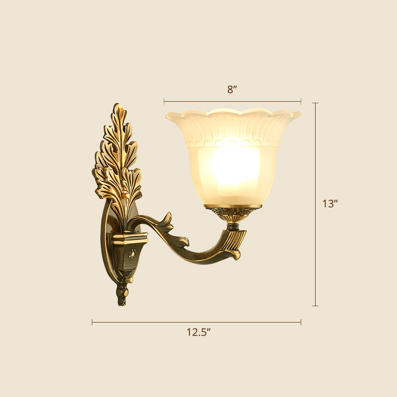 Frost Glass White Sconce Light Fixture - Traditional Wall Lighting 1 / B