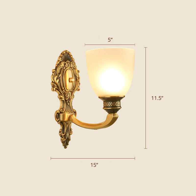 Frost Glass White Sconce Light Fixture - Traditional Wall Lighting 1 / D