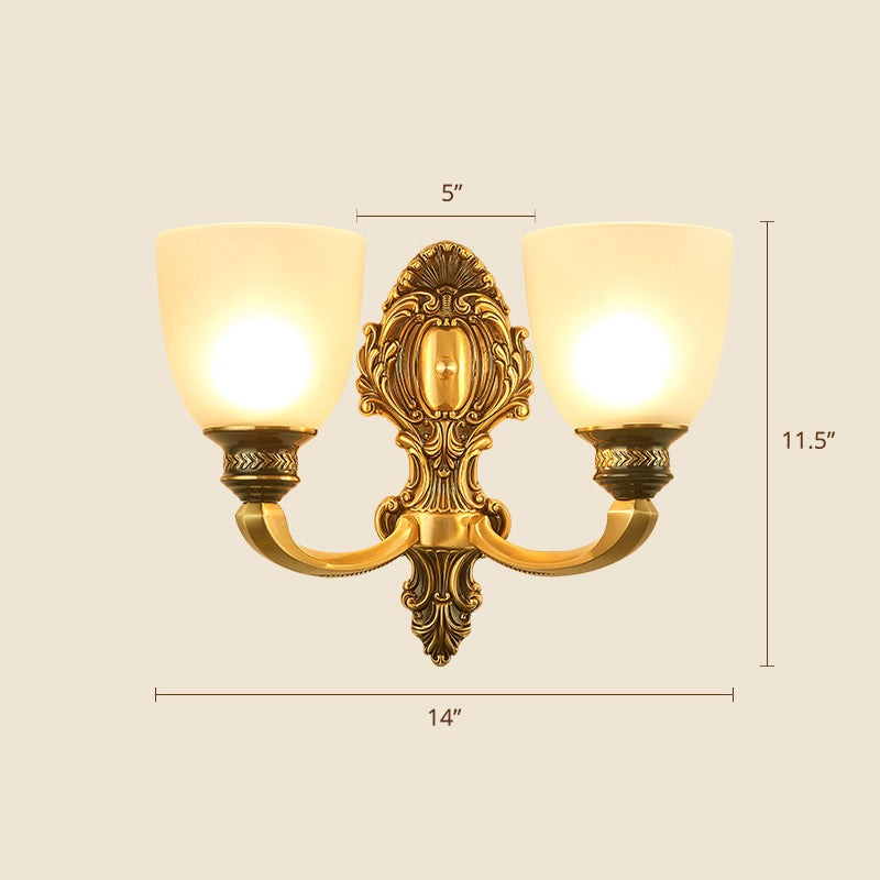 Frost Glass White Sconce Light Fixture - Traditional Wall Lighting 2 / D