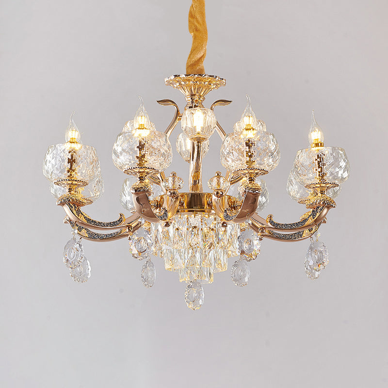 Traditional Chandelier Dining Room Light With Clear Rippled Glass Shade 12 /