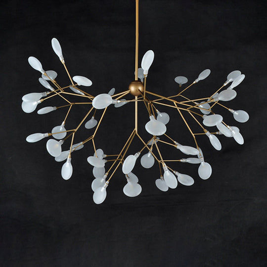 Gold Leaf Pendant Ceiling Light: Designer Acrylic Living Room Chandelier