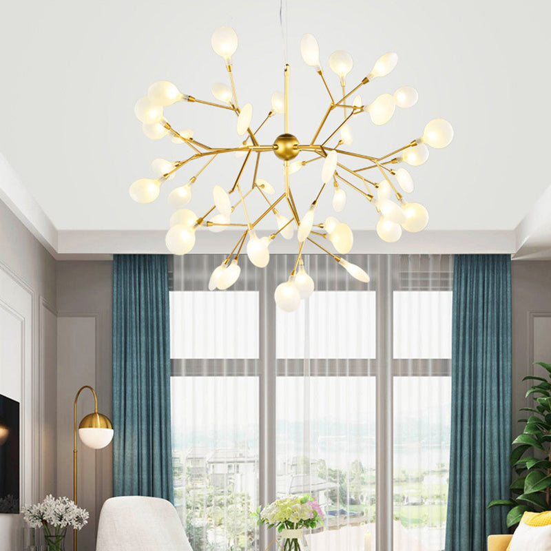 Gold Leaf Pendant Ceiling Light: Designer Acrylic Living Room Chandelier