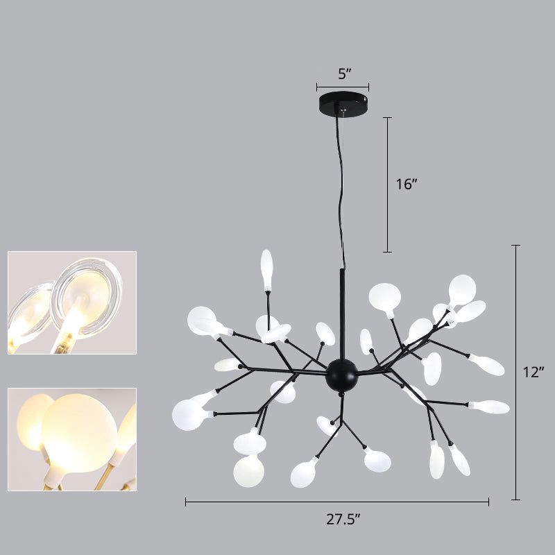 Minimalist Black Finish Led Firefly Hanging Lamp - Acrylic Pendant Chandelier Light 27 /