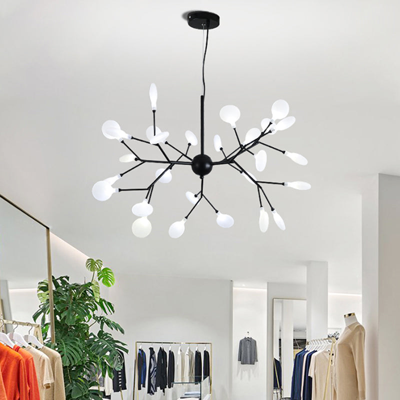 Minimalist Black Finish Led Firefly Hanging Lamp - Acrylic Pendant Chandelier Light