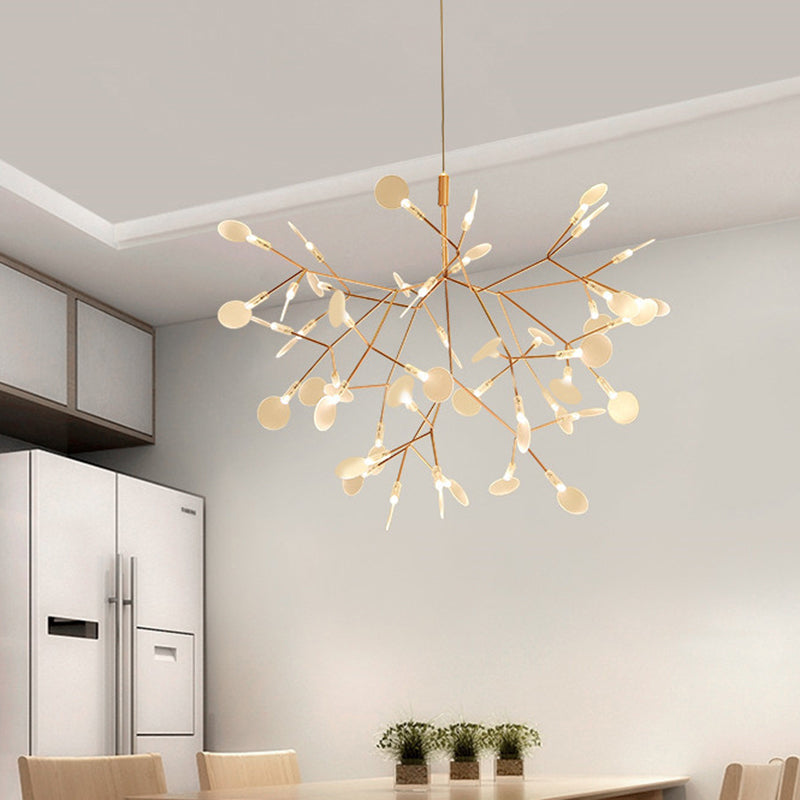 Gold Foliage Pendant Chandelier: Acrylic Simplicity For Dining Room