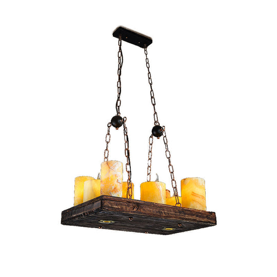 Vintage Yellow Marble Candle Island Light Fixture With 8/12/16 Lights For Dining Room