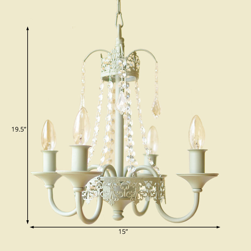 Rustic Metal And Crystal Candle Hanging Light - 4/6 Lights Chandelier For Living Room